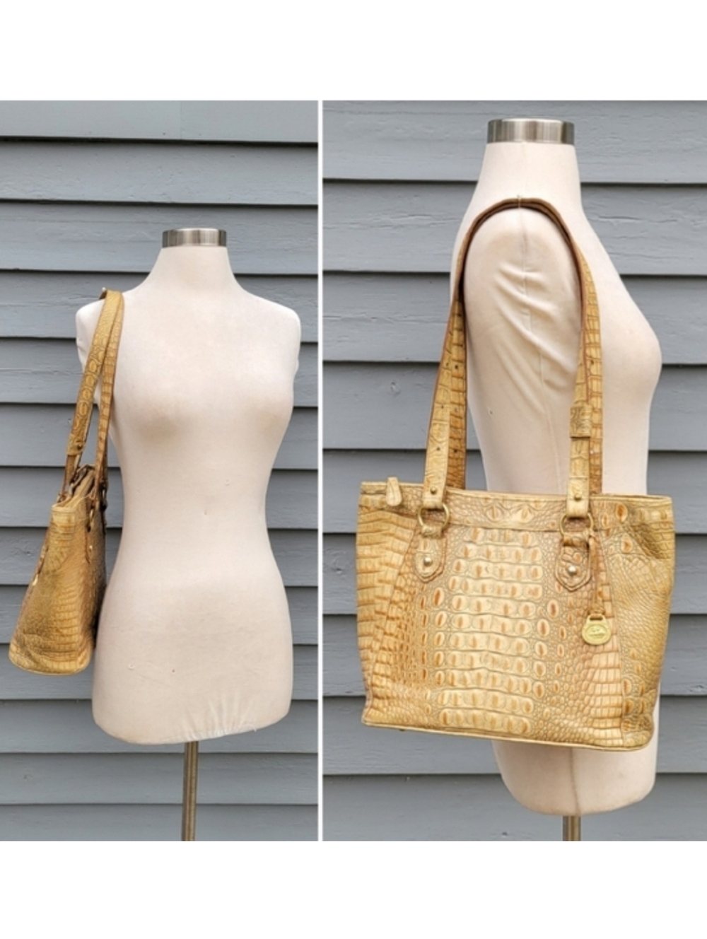 Brahmin Medium Asher Tote Bag in a Crocodile Embossed Tan Melbourne‎ Leather